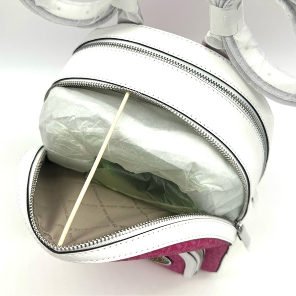 Michael Kors Md Embellished Zip Pocket Backpack & Double Zip Wallet Dragonfruit - Picture 7 of 14